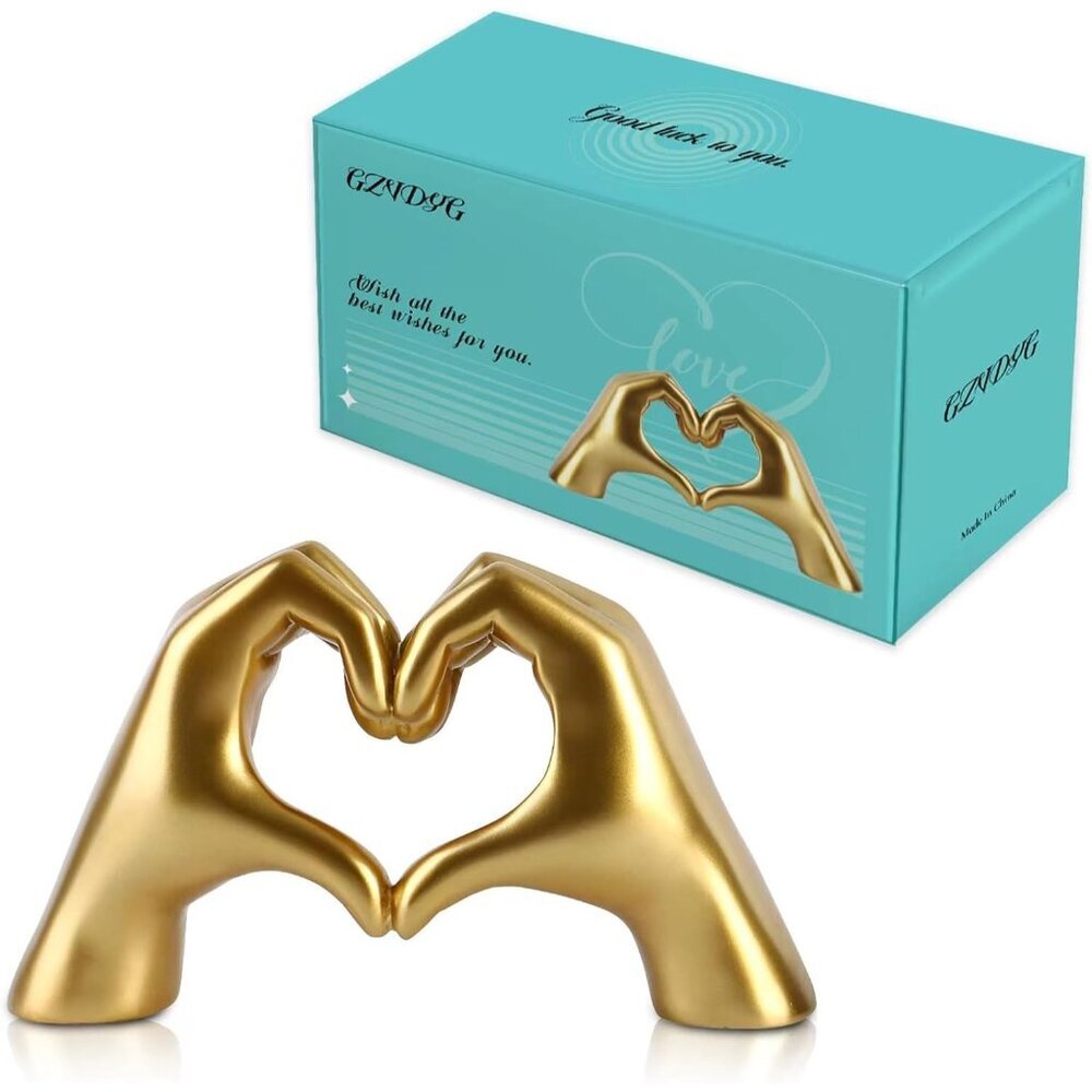 Gold Heart Hands Sculpture Fan Gift Merch for Music Lovers Home Décor Accents